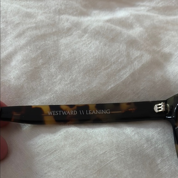 Westward Leaning Tortoise Shell Sunglasses with Blue Lenses - Picture 2 of 5